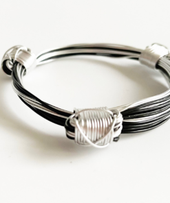 African Elephant Knot Bracelet - 3 Knot SILVER & BLACK Mixed Color Metal V2 made in Zimbabwe ships from USA.