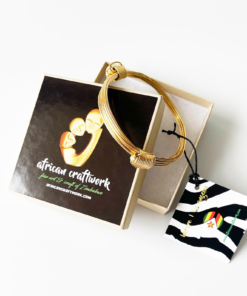Alternative view of African Elephant Knot Bracelet - 2 Knot GOLD Color Metal V1 made in Zimbabwe ships from USA.