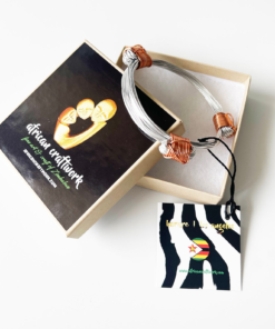 African Elephant Knot Bracelet - 3 Knot SILVER & COPPER Color Metal V2 made in Zimbabwe ships from USA.