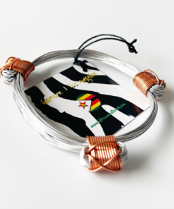Alternative view of African Elephant Knot Bracelet - 3 Knot SILVER & COPPER Color Metal V2 made in Zimbabwe ships from USA.