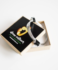 African Elephant Knot Bracelet - 2 Knot BLACK Knot & SILVER Color Metal V2 made in Zimbabwe ships from USA.