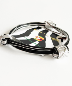 Alternative view of African Elephant Knot Bracelet - 3 Knot SILVER & BLACK Mixed Color Metal V2 made in Zimbabwe ships from USA.
