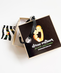 Alternative view of African Elephant Knot Bracelet - 3 Knot SILVER & BLACK Color Metal V1 made in Zimbabwe ships from USA.