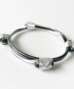 African Elephant Knot Bracelet - 4 Knot BLACK & SILVER Mixed Color Metal V2 made in Zimbabwe ships from USA.