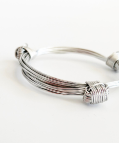 African Elephant Knot Bracelet - 3 Knot SILVER Color Metal V1 made in Zimbabwe ships from USA.