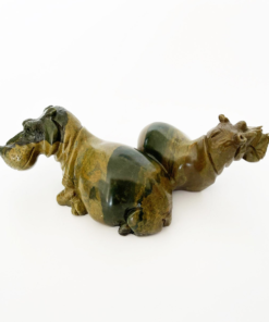 Mother & Child Hippo "mvuu" Shona Verdite Stone Sculpture Handmade in Zimbabwe!