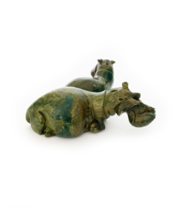 Mother & Child Hippo #2 "mvuu" Shona Verdite Stone Sculpture Handmade in Zimbabwe!